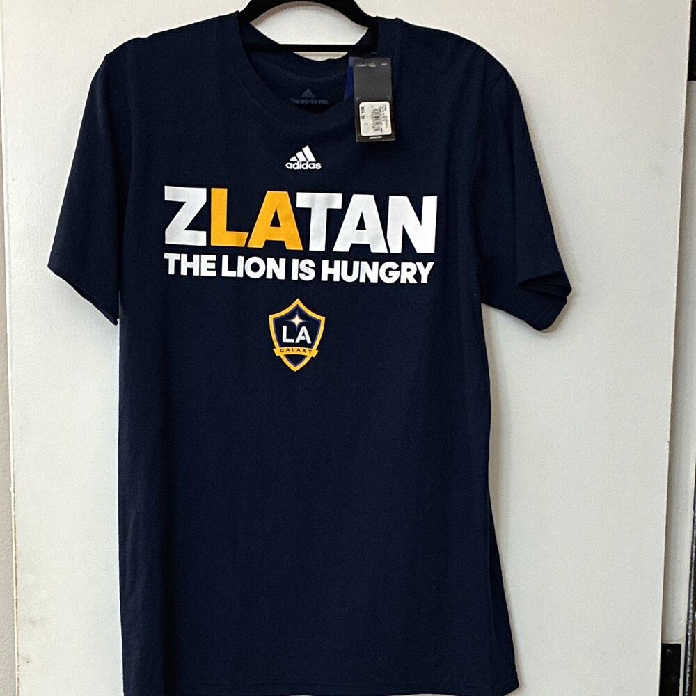 NWT Adidas LA Galaxy Zlatan Ibrahimovic The Lion Is Hungry Shirt Navy Medium M